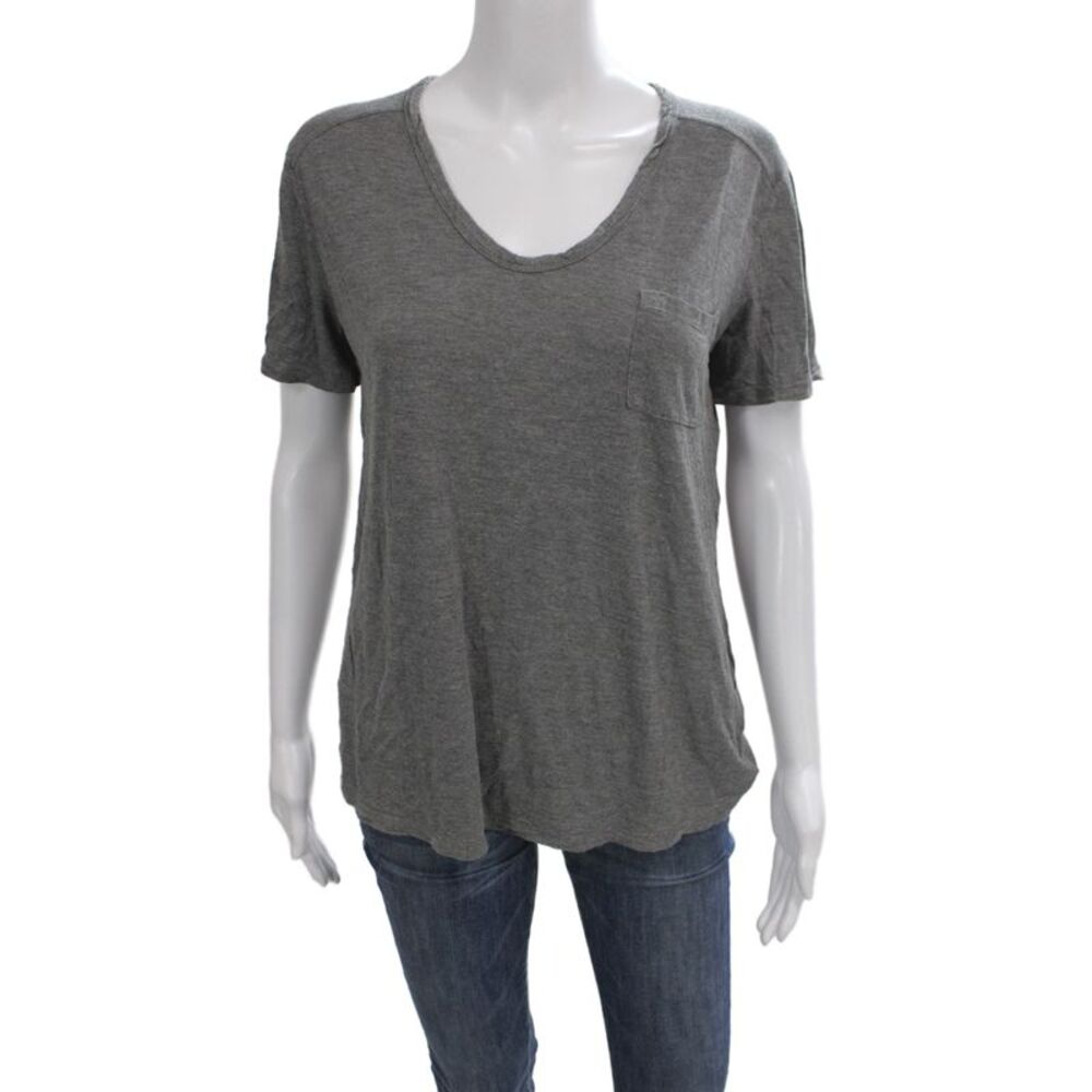 T Alexander Wang Womens Basic V-Neck Gray Rayon Short Sleeve T-Shirt Size S